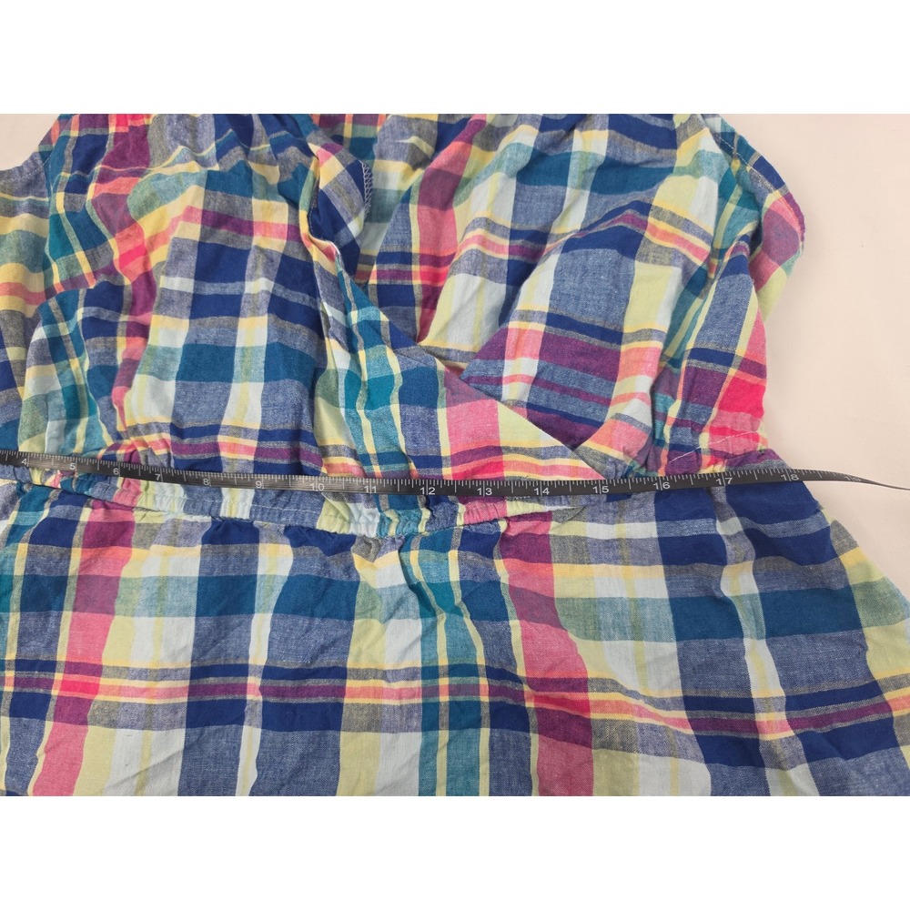 Lane Bryant Size 14 Sara Plaid Linen Blend Surplice Peplum Top - Picture 5 of 7